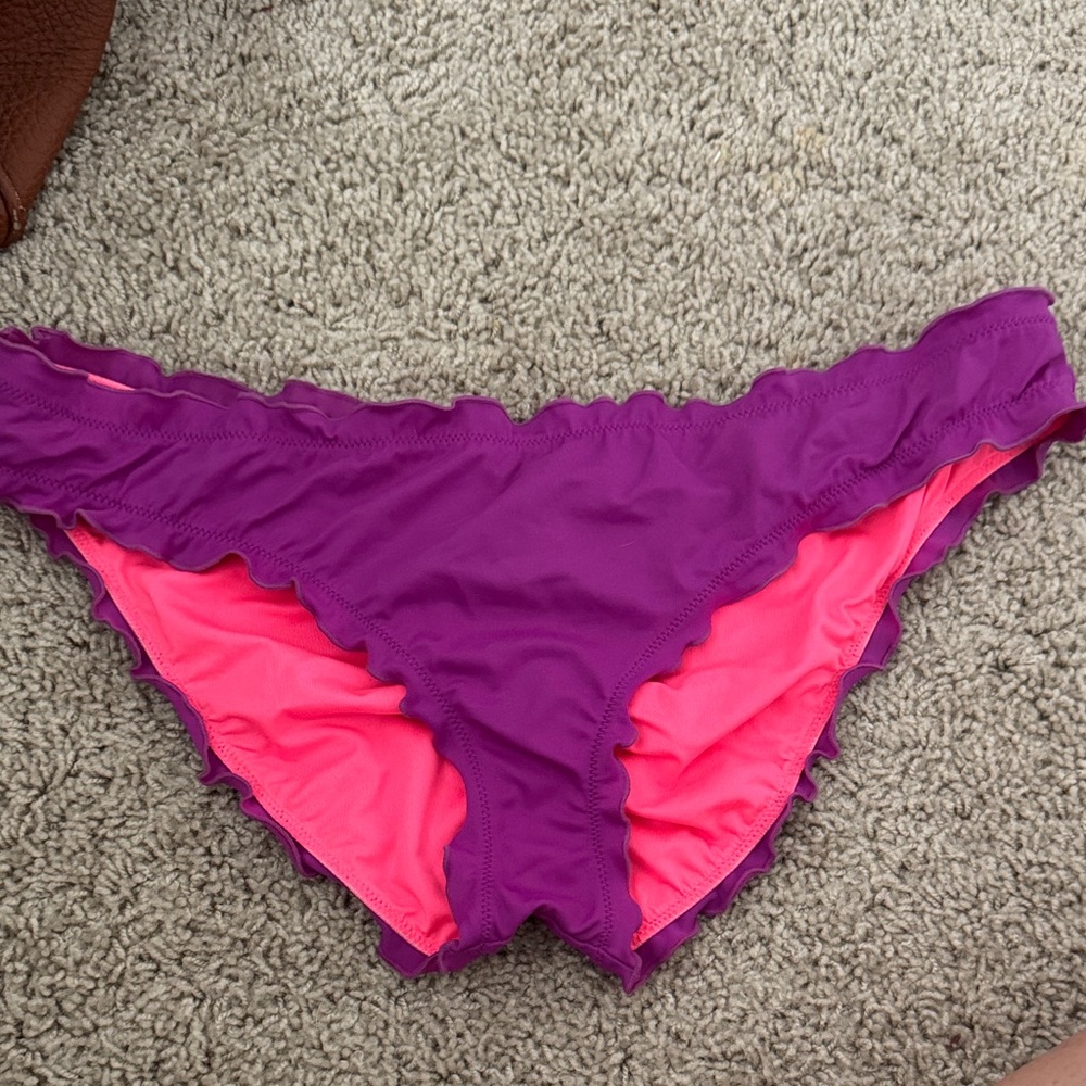 Victoria’s Secret Purple and Pink Women's Ruffled Bikini Bottom